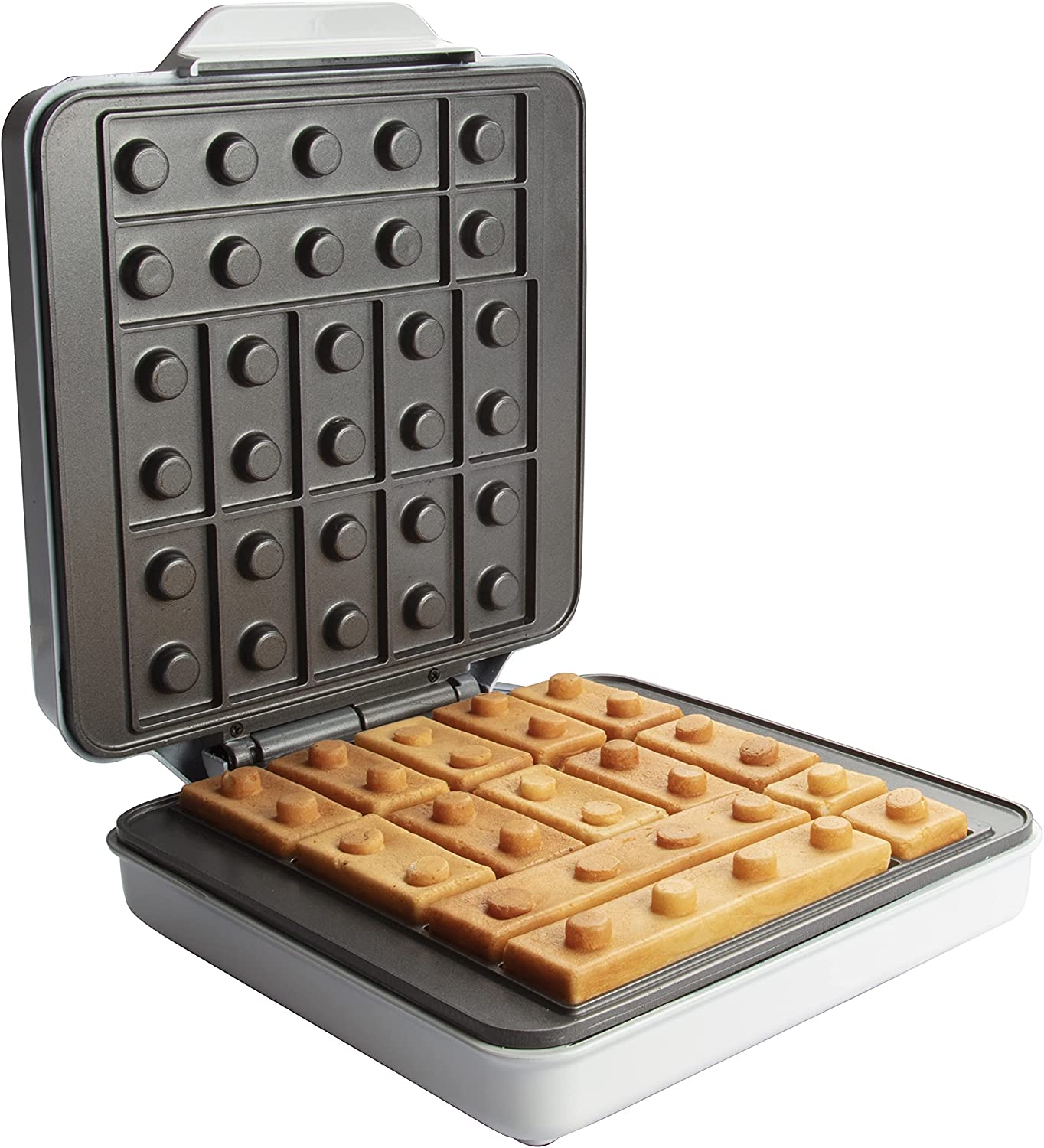 Building Brick Electric Waffle Maker with 2 Construction Eating Plates - Cook Fun Buildable Waffles in Minutes - Revolutionize Breakfast