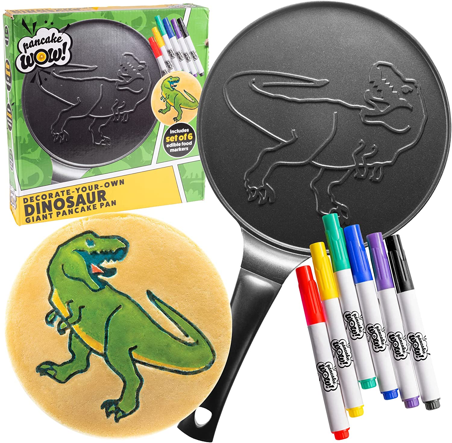 Dinosaur Waffle Maker Pancake Pan for Kids, black dinosaur