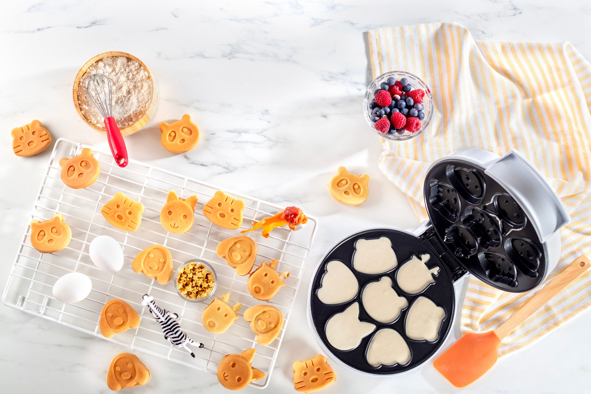 Animal Waffle Maker - Kids and Mini Pancake with 7 Fun