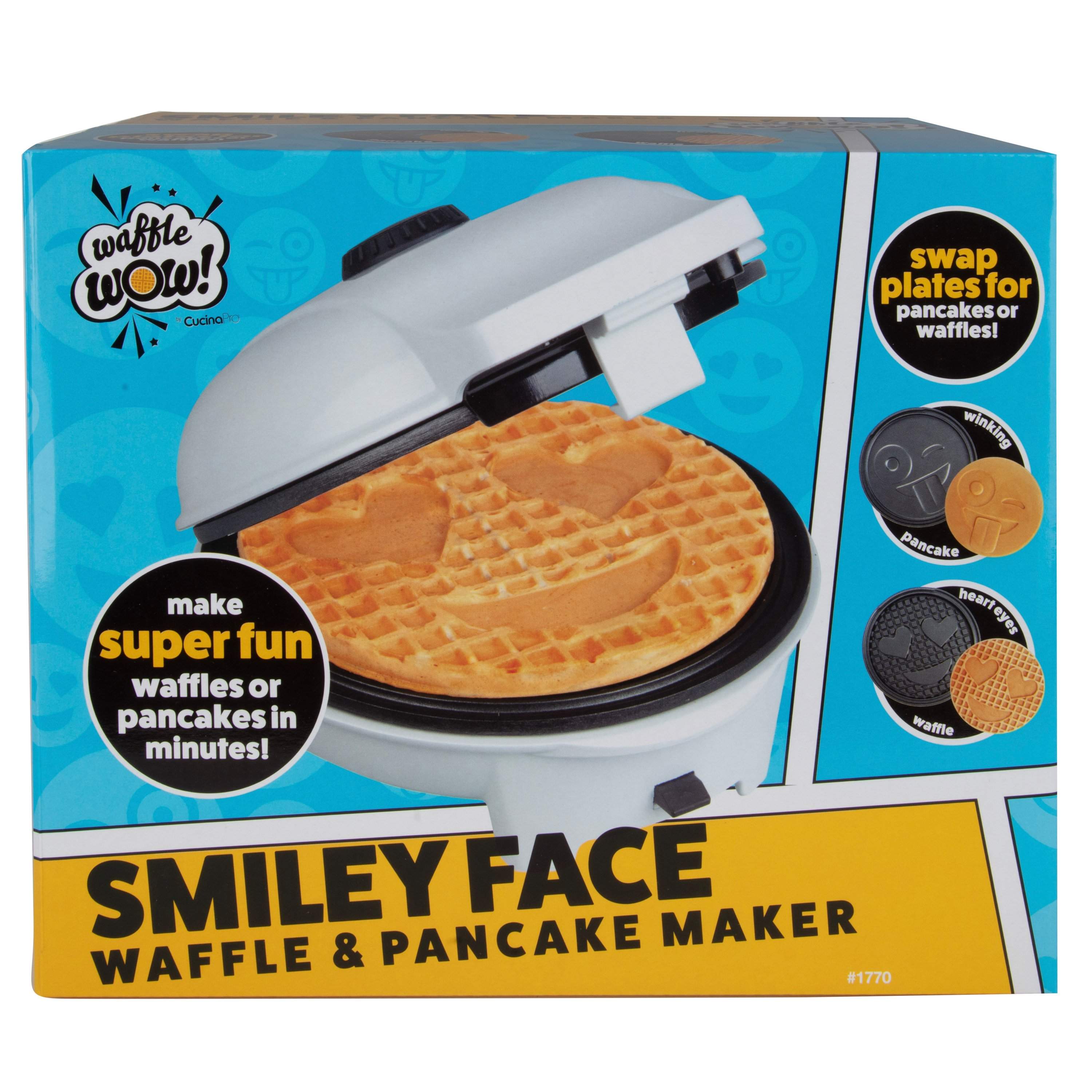Smiley Face Interchangeable Plate Waffle Maker – Waffle Wow!