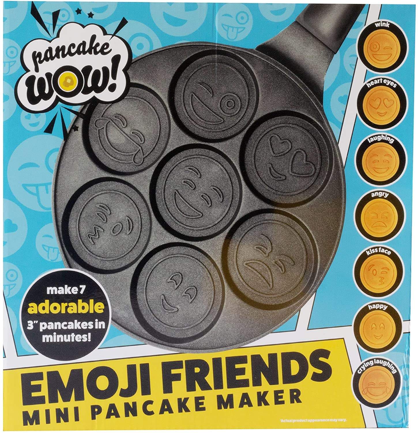 Smiley Face Friends Mini Pancake Pan - Make 7 Unique Flapjacks - Nonstick Griddle for Breakfast Magic & Easy Cleanup - Fun Smiley Face Gift for Kids