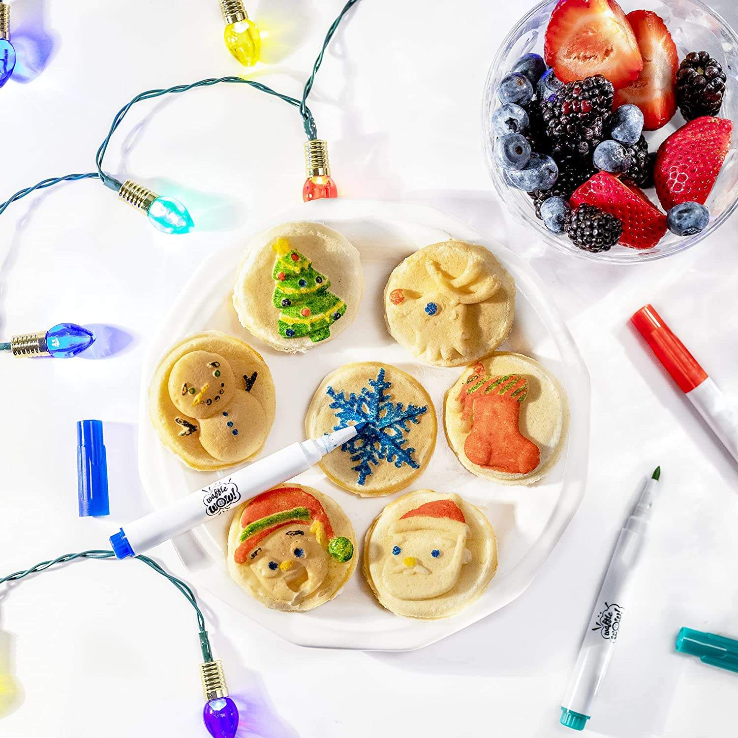 Christmas Cheer Holiday Waffle Maker- Make X-Mas Winter Breakfast Special  w/ Cute Pancakes or Waffles for Kids, Adults - Electric Nonstick Waffler  Iron, Feature